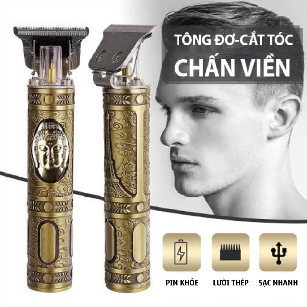 Tông đơ cắt tóc sạc nhanh chuyên nghiệp chấn viền T9, Tăng đơ cắt tóc chấn viền cao cấp Tặng kèm nhiều phụ kiện