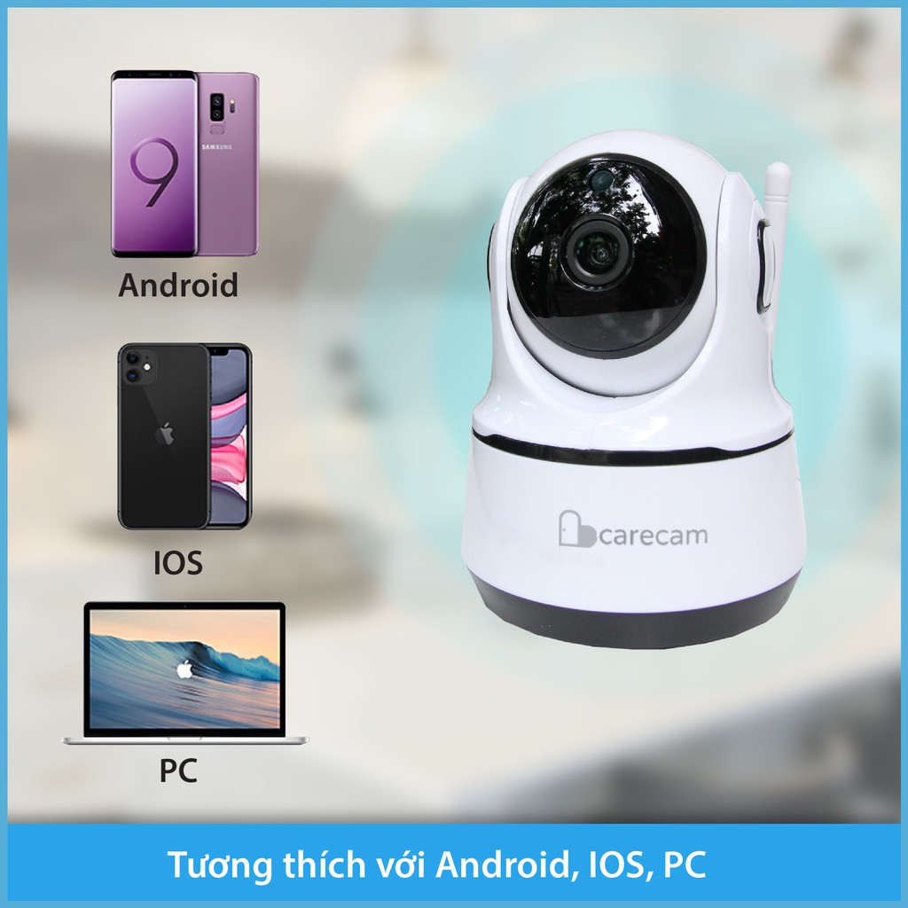 Camera wifi trong nhà xoay 360 độ Carecam PAF200 2.0MP Full HD 1080P, xoay 360 độ.