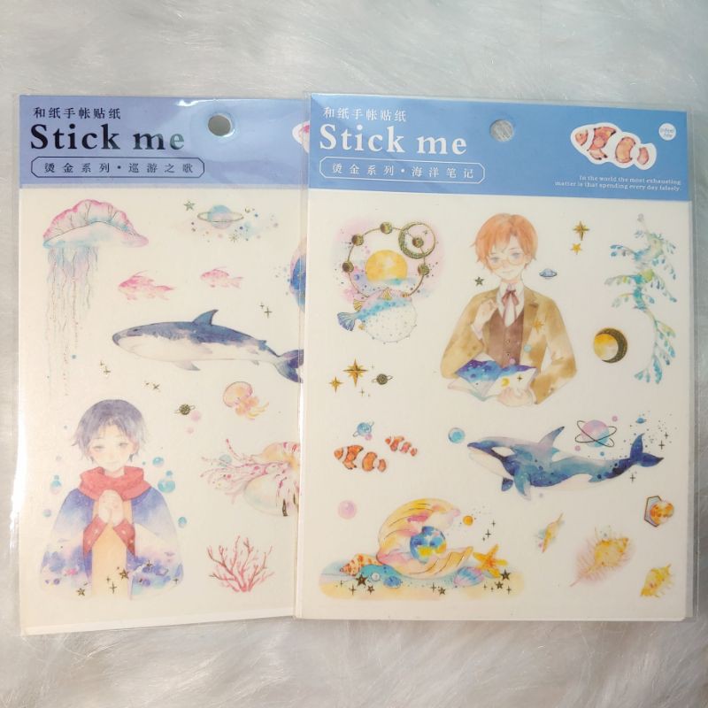 Sticker giấy washi hình dán Mỹ nam hải dương <3