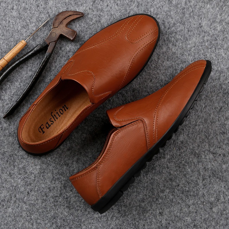 Giày lười INLIKE chất liệu da bò thật thoáng khí phong cách sang trọng thời trang dành cho nam