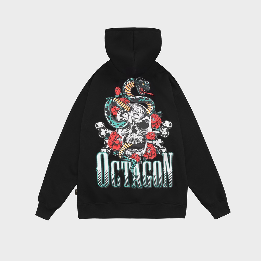 [Mã BMINC50 giảm 50K đơn 99K] Áo Hoodie Nỉ Bông OCTAGON BLOODY HELL Màu Đen Form Rộng