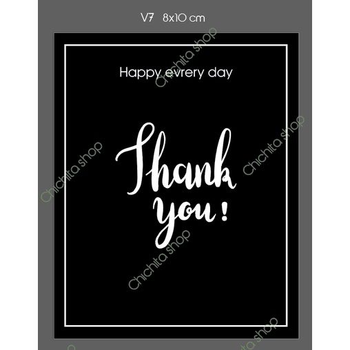TEM Tem giấy chữ 'Thank you' 5x2.7cm(1set=48c), 5x5cm(set=24c), 8x10cm(set=6c) hàng có sẵn