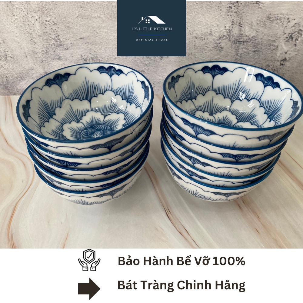 Bộ Tô Chén Dĩa Gốm Sứ Bát Tràng Hoa Xanh Cao Cấp 18-14 Chi Tiết, Bộ Bát Đĩa Cổ Hoa Xanh