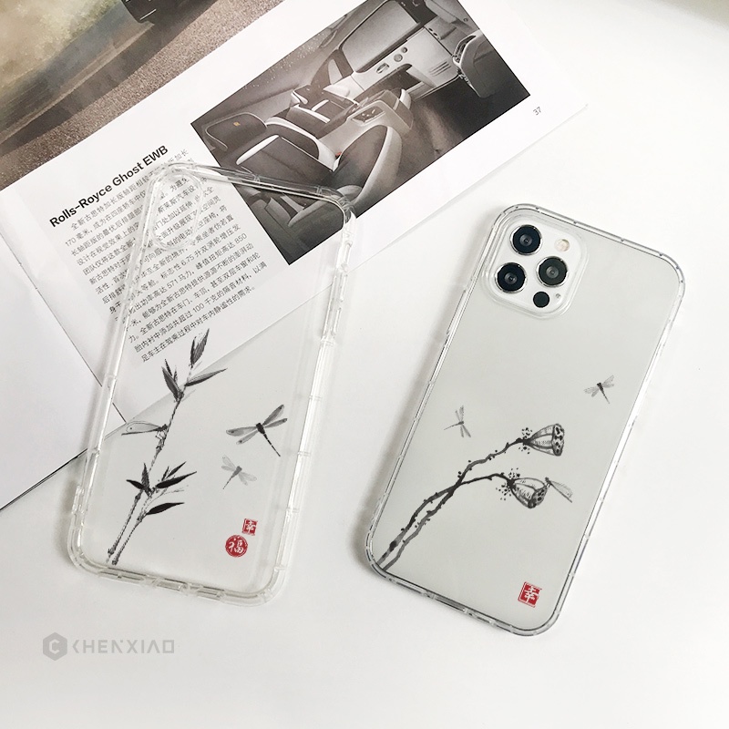 Ốp Điện Thoại Họa Tiết Hoa Sen / Cây Tre Cho iPhone 13 12 11 Pro Max mini 6 6S Plus 7 Plus 8 Plus SE 2020 XS Max X XR