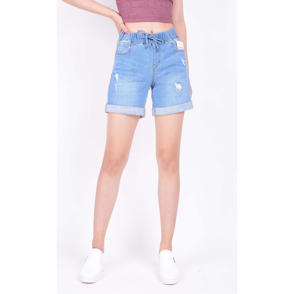 Quần short  jean nữ ngắn đẹp lưng cao cạp chun rách hàng hiệu cao cấp mã 448 VANIZEN