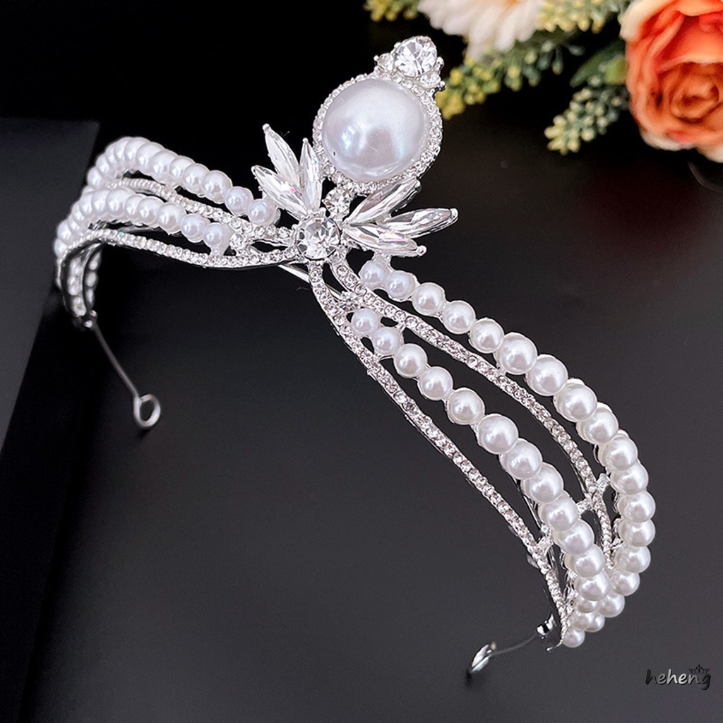 1 Vương Miện Đính Đá Và Ngọc Trai Và Đá Rhinestone Sang Trọng Cao Cấp Dành Cho Cô Dâu/Tiệc Cưới/Sinh Nhật