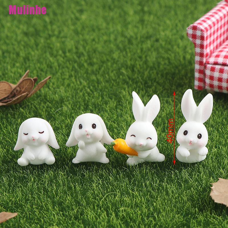 Set 4 Mô Hình Thỏ Và Cà Rốt Mini Trang Trí Bánh Kem