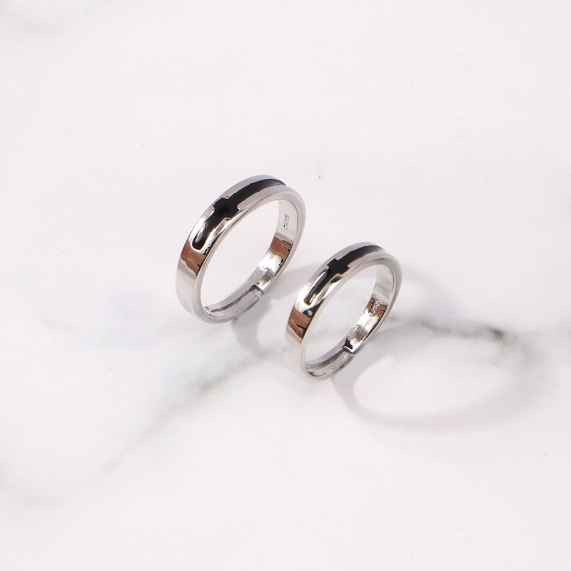 Bộ 2 nhẫn cưới / đính hôn màu bạc độc đáo dành cho cặp đôi 17mm