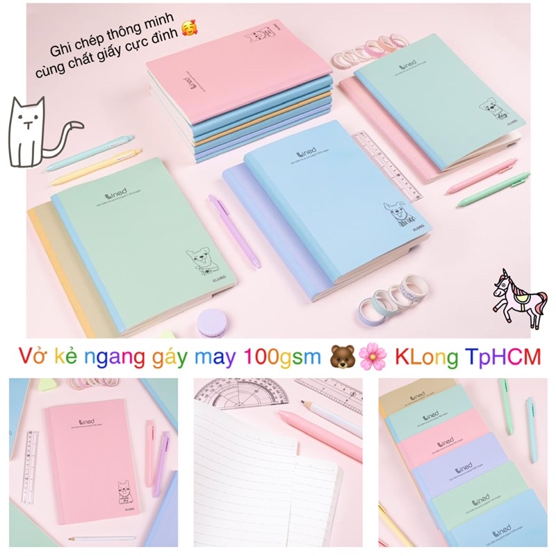 Vở may dán gáy KLONG - KẺ NGANG lined B5 - 80/120/200 trang; MS: 840 - 841 - 842 🌻