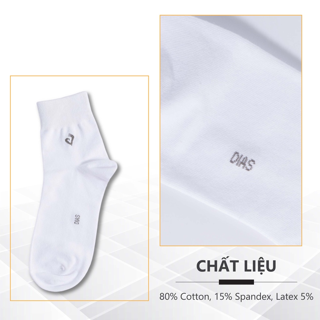 Tất Nam Công Sở Cổ Vừa Chất Liệu Cotton Kháng Khuẩn, Khử Mùi, Thấm Hút Tốt, Co Giãn 360 Độ Dias DT-503