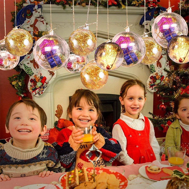 Trái Châu Bằng Nhựa Trong Suốt Kích Thước 5 / 6 / 8 / 10cm Dùng Trang Trí Cây Thông Giáng Sinh