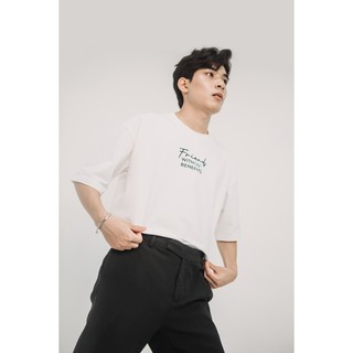 Áo phông nam, nữ vải cotton dệt co giãn, màu trắng, dày dặn, thanh lịch_T-Shirt FWB