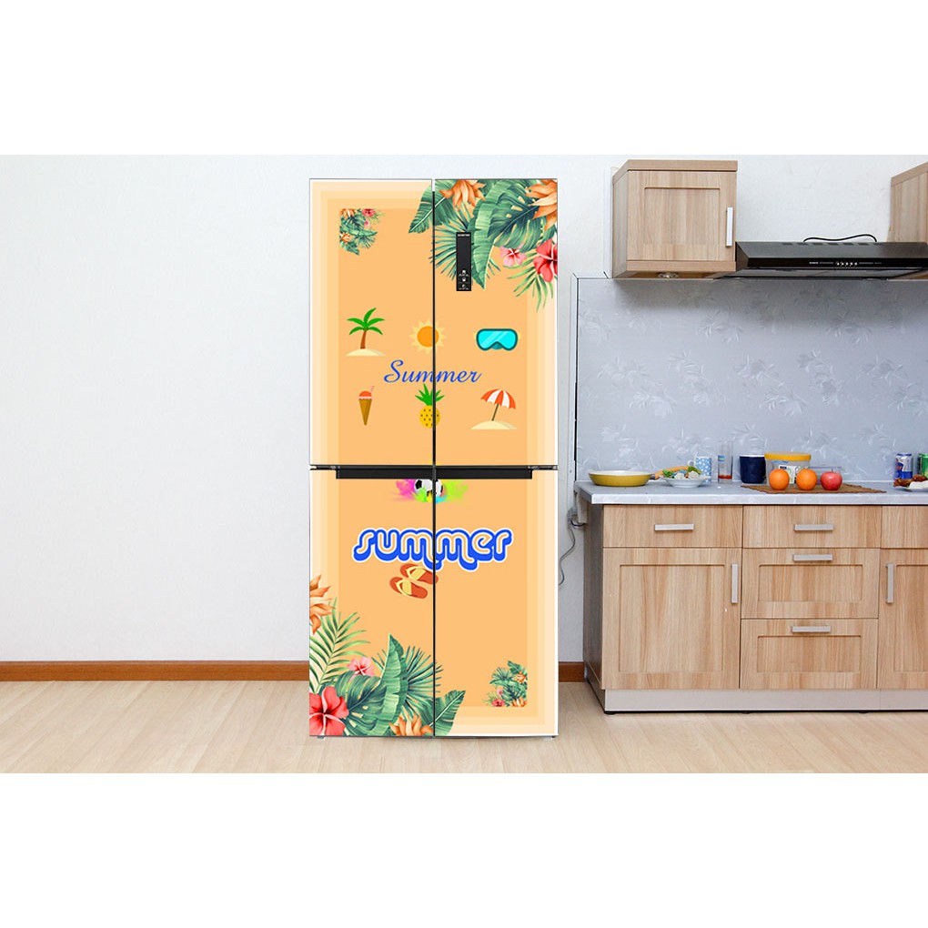 Miếng dán decal tủ lạnh 3D chất liệu cao cấp siêu bền chống nước tuyệt đối - Mẫu Mùa Hè