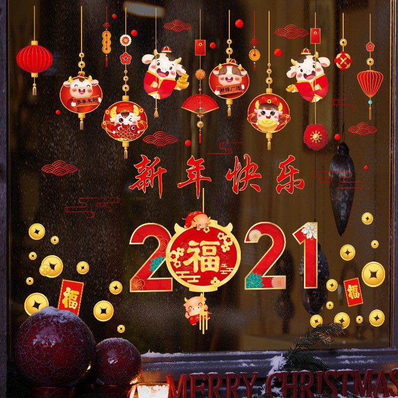 Decal tết- Trâu tết mũm mỉm