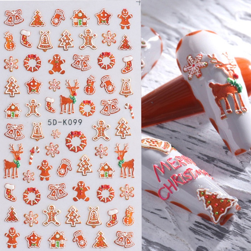 Miếng Dán Trang Trí Móng Tay Họa Tiết Giáng Sinh Bắt Mắt