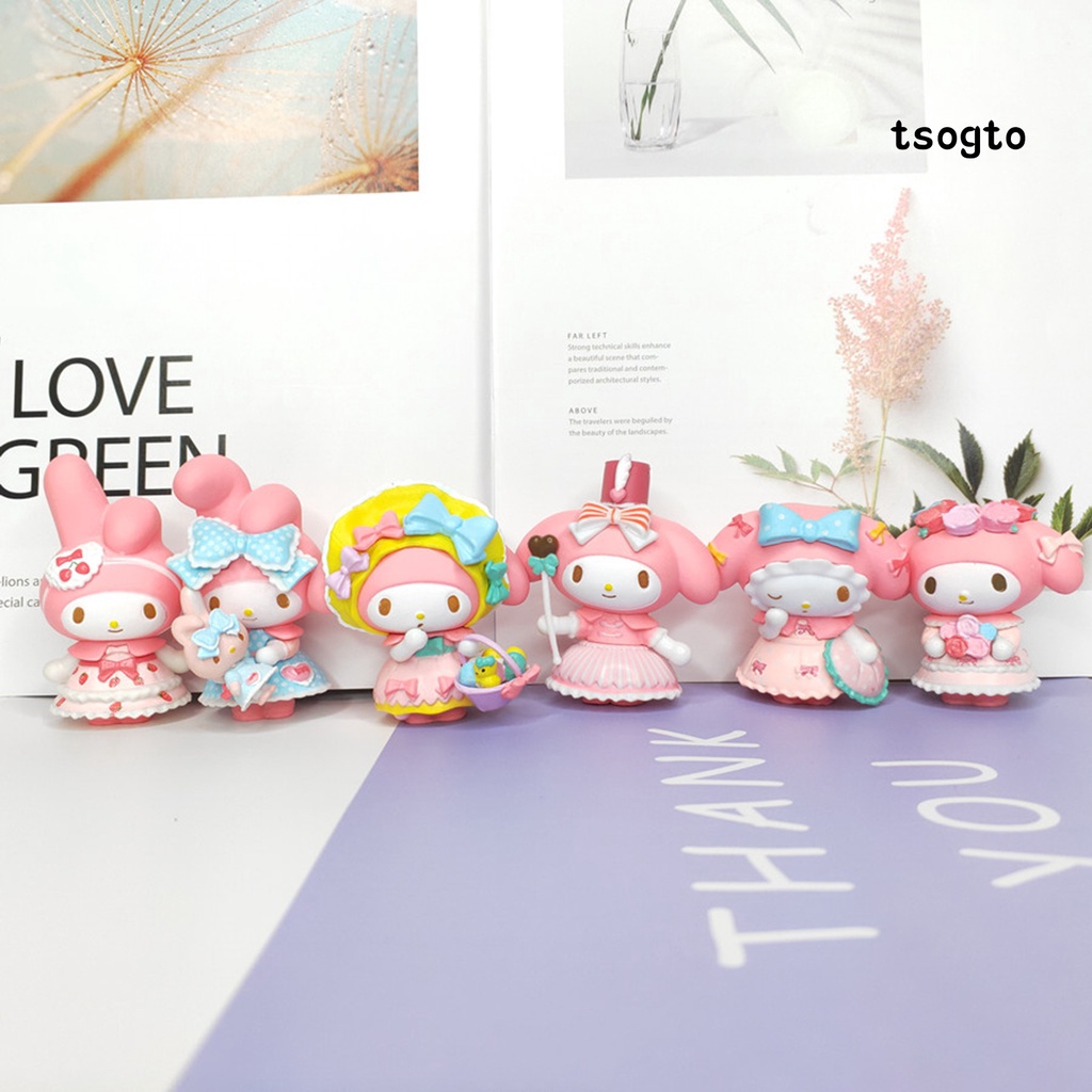 Set 6 mô hình nhân vật mymelody hoạt hình dễ thương trang trí bàn làm việc