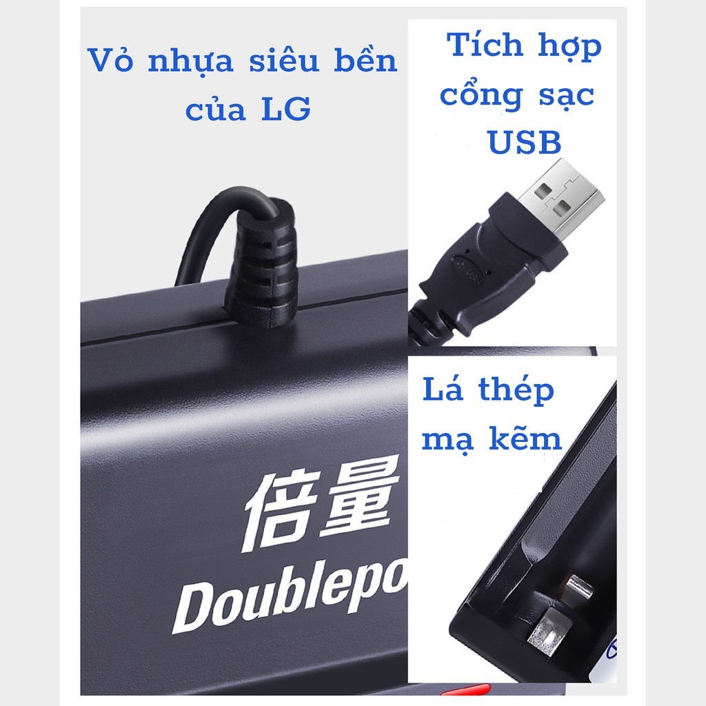 Bộ Sạc Pin Chính Hãng Doublepow DP-UK83, báo đèn khi sạc đầy, sạc 4 pin AA/AAA pin đầy tự ngắt tiện lợi