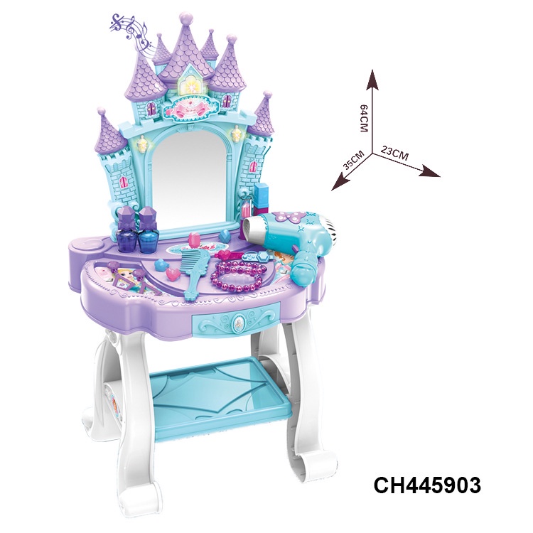 Bộ đồ chơi bàn trang điểm Elsa cỡ lớn hình lâu đài hiệu ứng âm thanh cho bé -  Tiệm Nhà Nắng