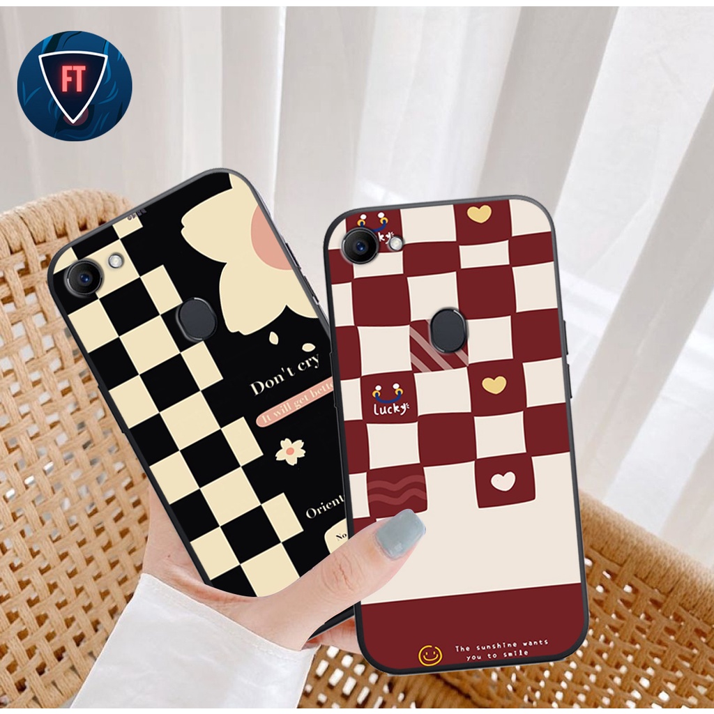 Ốp lưng Oppo F5 / F5 Youth / Oppo F7 / Oppo F7 Youth - in hình hoa cúc trắng và caro đen trắng sang 