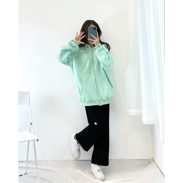 Ảnh thật) Áo khoác nỉ bông trơn KÉO KHOÁ có mũ basic | BigBuy360 - bigbuy360.vn