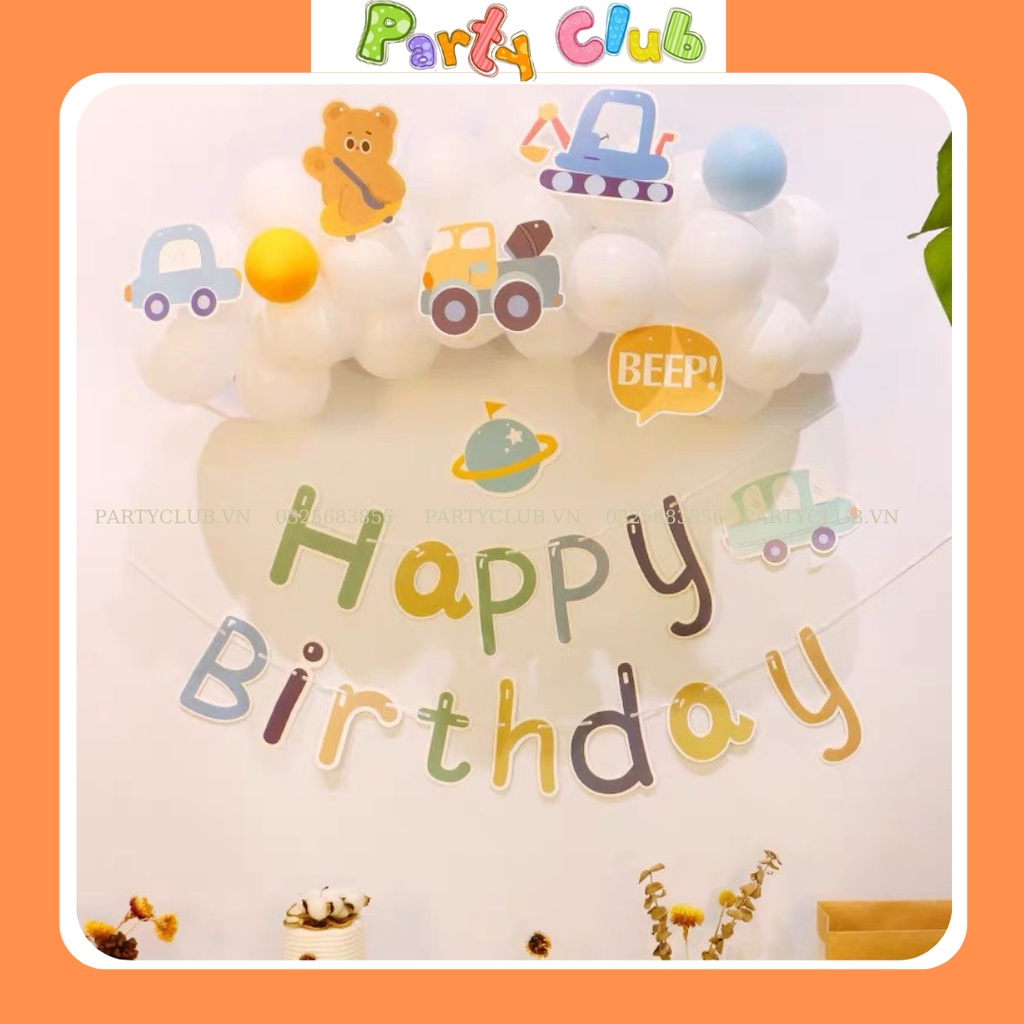 Set trang trí sinh nhật hình xe ô tô cho bé