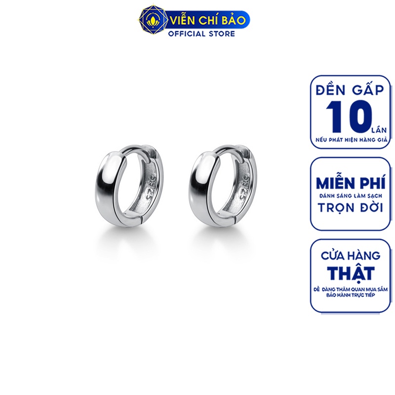 Bông tai bạc nữ trơn hình tròn chất liệu bạc 925 thời trang phụ kiện trang sức nữ thương hiệu Viễn Chí Bảo B400573