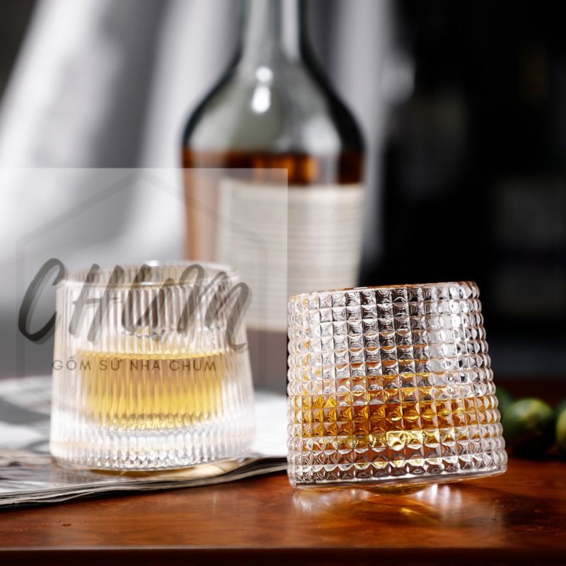 Cốc thủy tinh,cốc đựng nước, đựng trà, cafe, bày trang trí Đế Quay siêu sang chảnh C10 C11