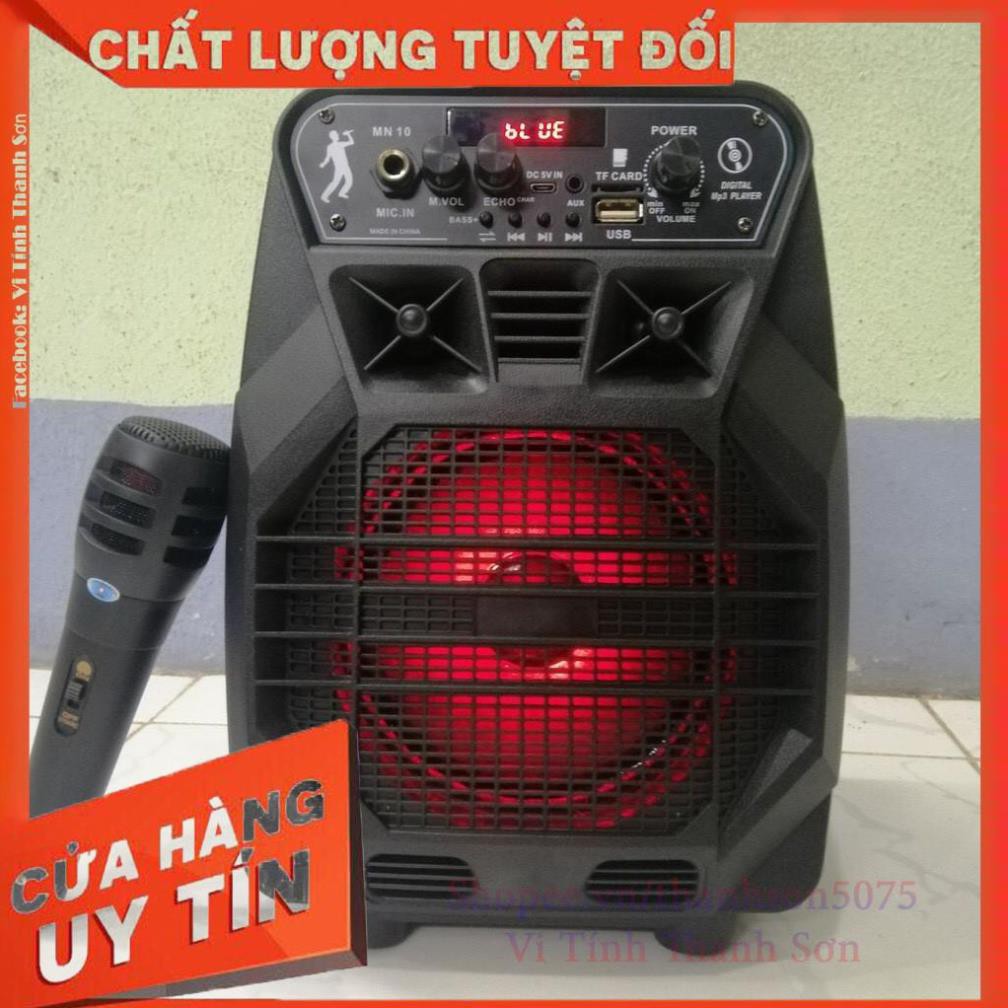 Loa Bluetooth Karaoke Công Suất Cực Lớn, Loa Xach Tay Mini MN-10 Âm thanh chuẩn có chỉnh echo,âm lượng trên loa kèm Mic