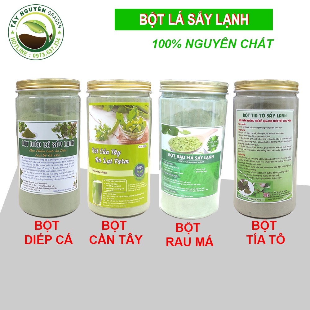 BỘT LÁ SẤY LẠNH ( Bột diếp cá - Bột cần tây - Bột rau má - bột tía tô) nguyên chất - Nông sản sạch Tây Nguyên