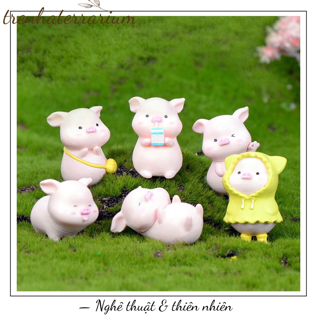 Tiểu cảnh heo đất trang trí sân vườn, vi cảnh, terrarium