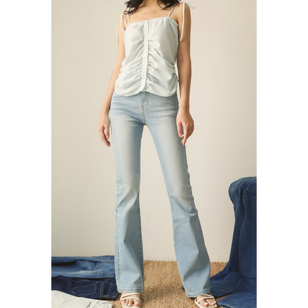 Quần jeans ống loe form dài (Nhạt) MIEU - GD25