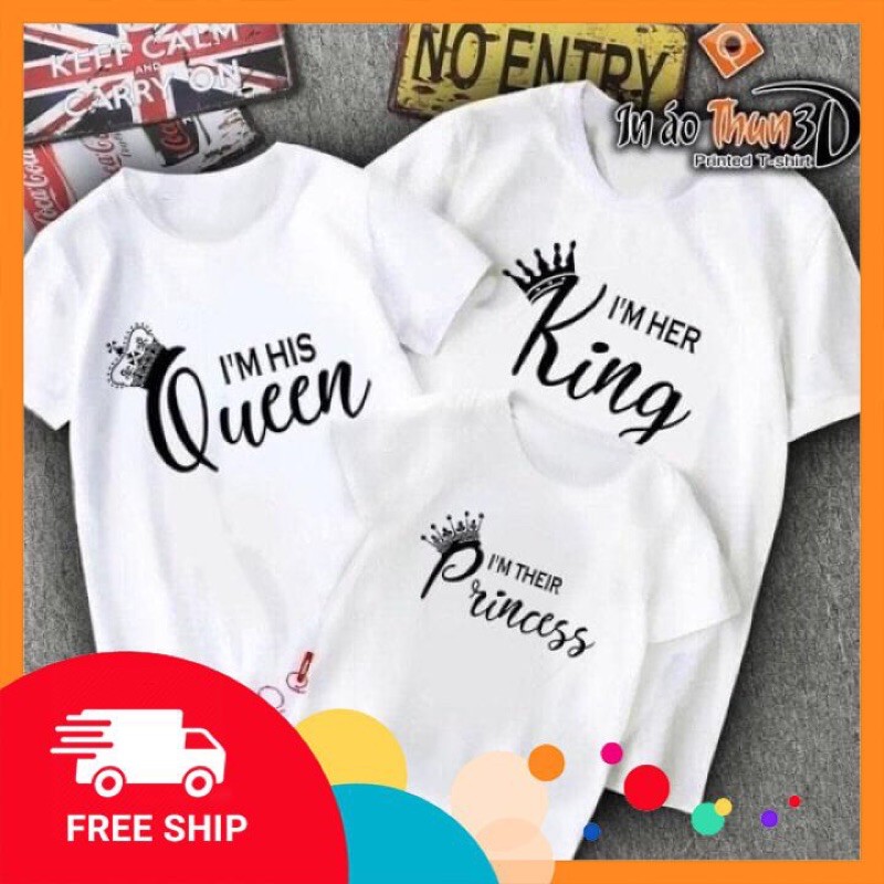 Áo Gia Đình-Queen(Mẹ), King(Bố), Prince(con trai), Princess(con gái) thun cotton co giãn mềm mịn