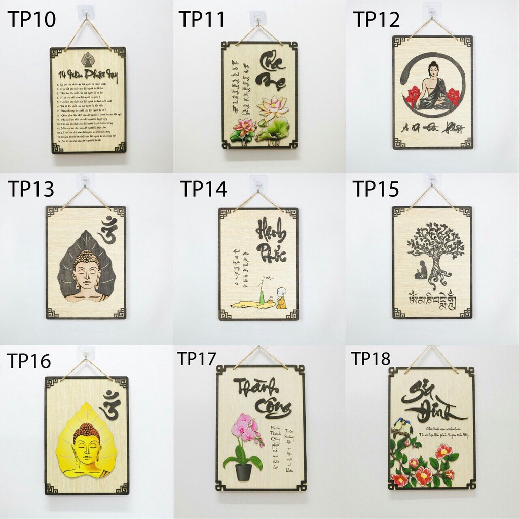 Combo 3 Bảng Gỗ Trang Trí Nhà Cửa BÁCH MỘC Hình Chữ Nhật Size Lớn