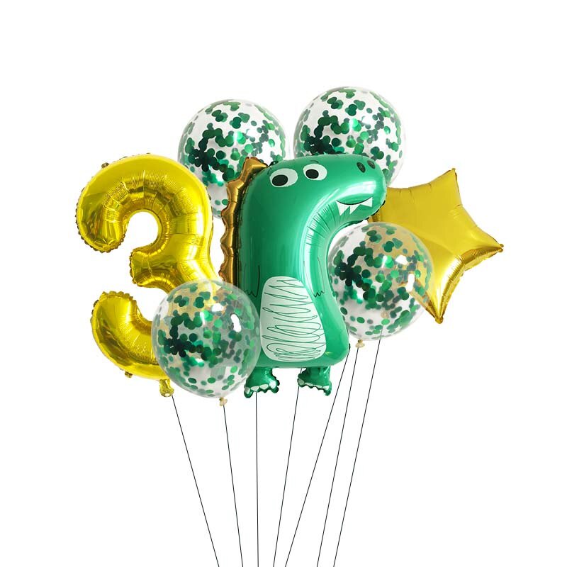 Bộ 7 Bong Bóng Hình Khủng Long 0-9 Trang Trí Tiệc Cho Bé