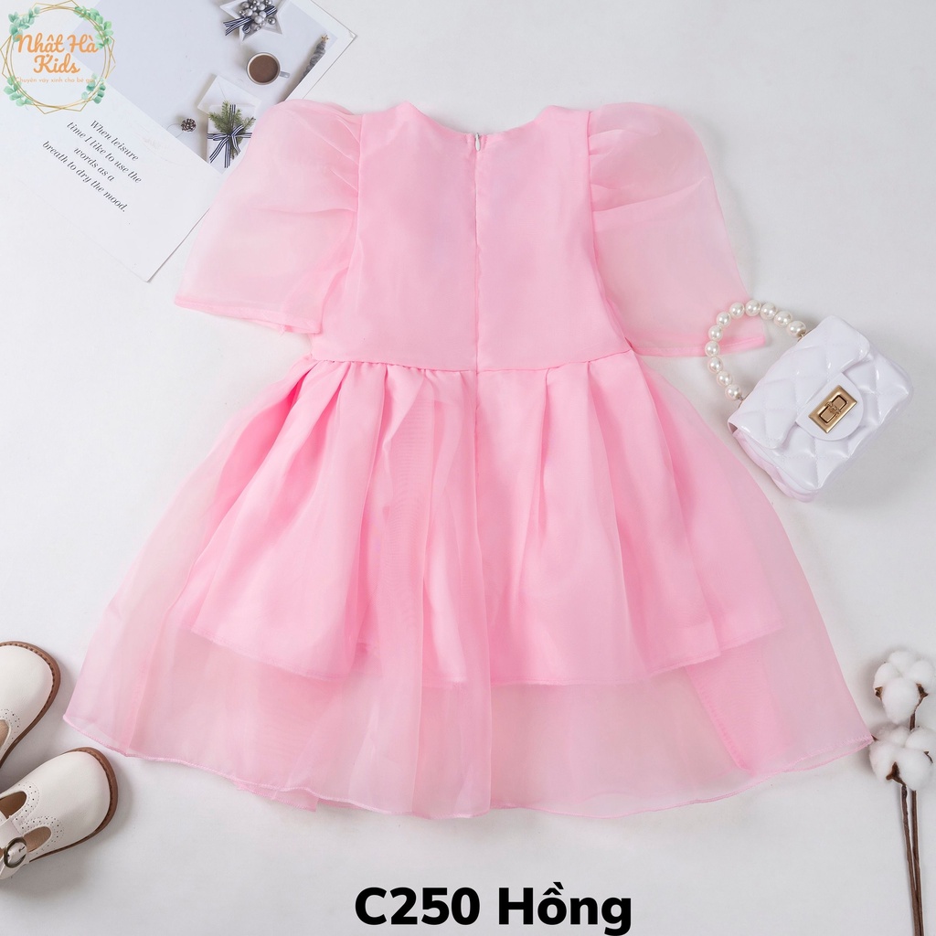 Váy bé gái công chúa C250 size đại từ 12-43kg chất liệu tơ óng tay bồng siêu xinh