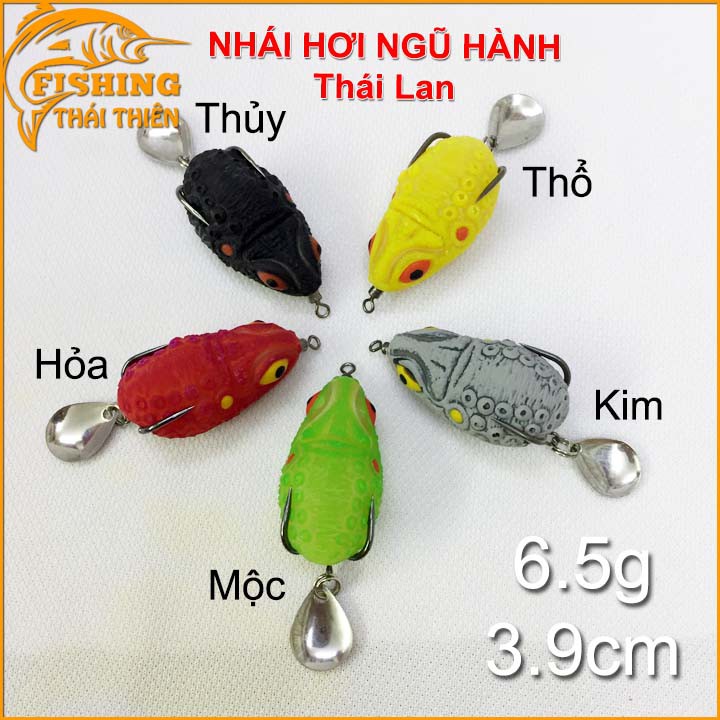 Mồi Giả Câu Cá Lóc, Nhái Hơi Thái Ngũ Hành Kim Mộc Thổ Thủy Hỏa Dùng Câu Lure Siêu Nhạy