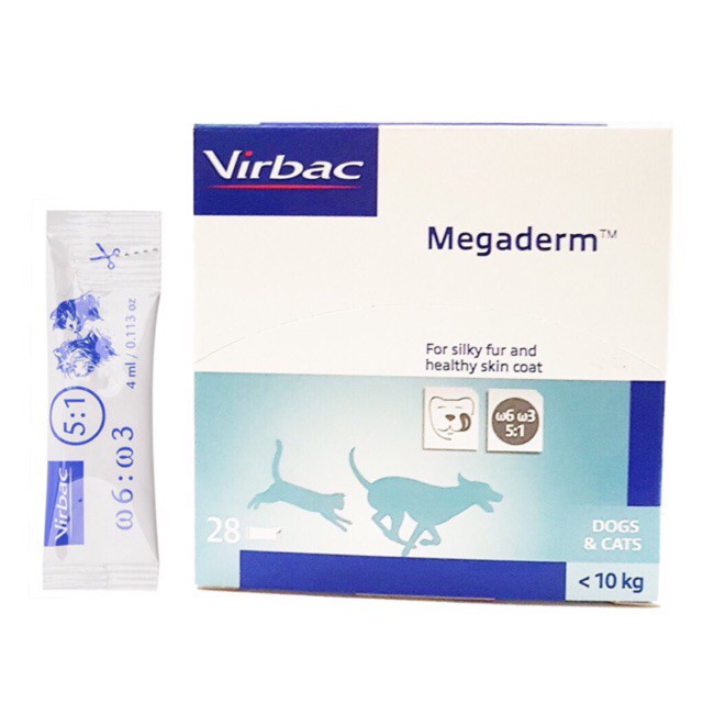 Virbac Megaderm - Gel dinh dưỡng giúp mượt da lông và giảm ngứa chó mèo 4ml