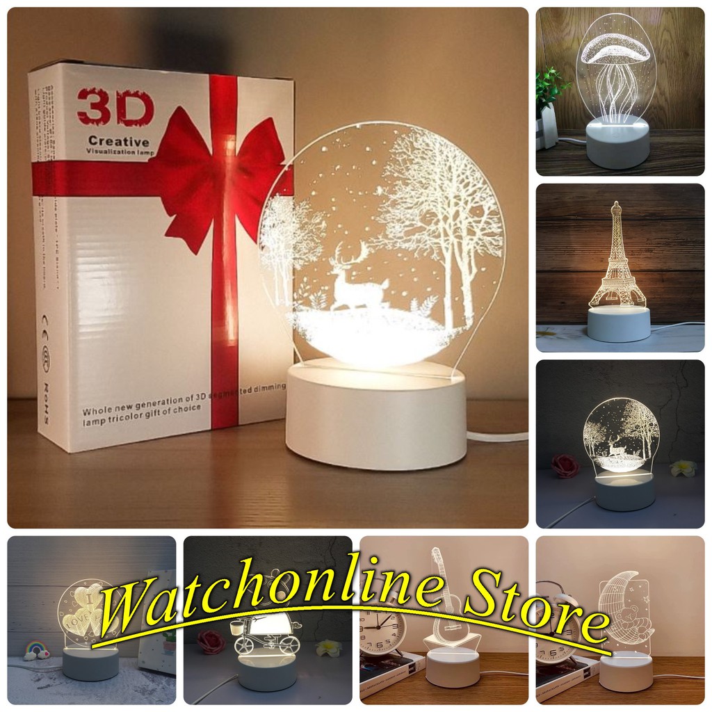 Đèn ngủ 3D quà tặng sinh nhật, quà tặng người yêu bạn bè - Gấu ôm tim