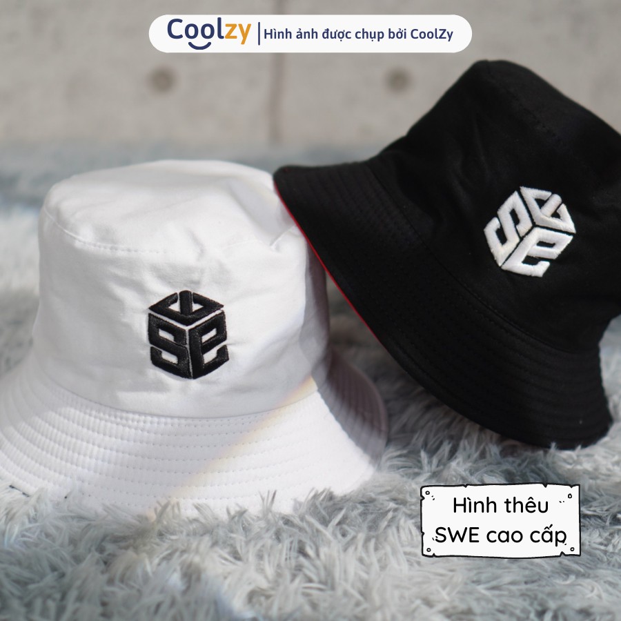 [Mã FAMARAL1 giảm 10K đơn 50K]Nón Bucket vành tròn 2 mặt hoạ tiết SWE phong cách Ulzzang form unisex cho nam và nữ