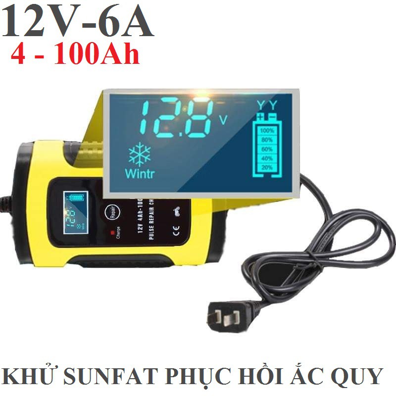 Máy sạc ắc quy tự động 12V có khử sunfat sạc cả bình khô và nước 4-100Ah 12V5A/12V6A - NSC Việt Nam