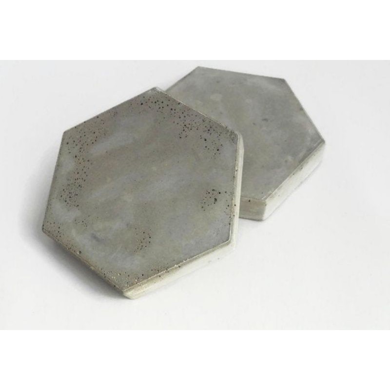 Combo 5 mảnh lục giác xi măng xám làm gạch tự trang trí/đế lót ly đơn giản mộc mạc - 9293store - 9293trangtri