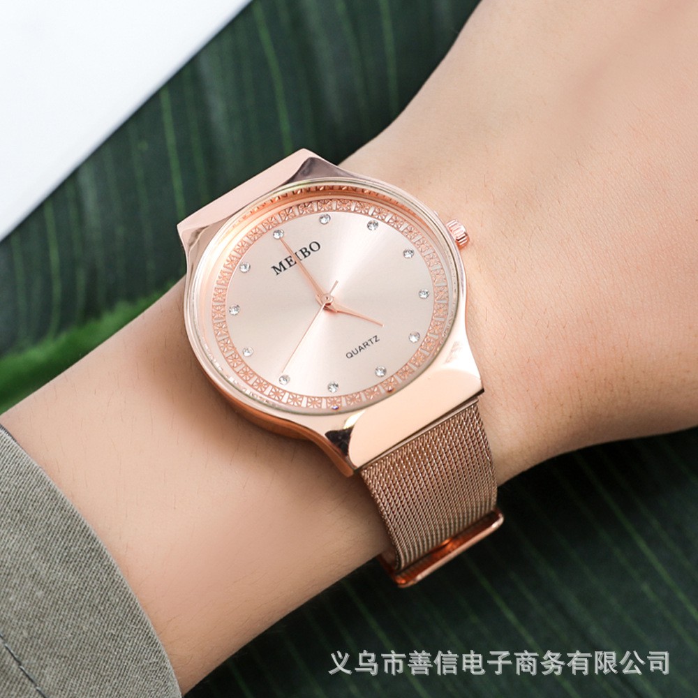 ĐỒNG HỒ NỮ MEIBO DÂY LƯỚI HỢP KIM MB01 MẶT ĐÍNH ĐÁ NHÂN TẠO AH441