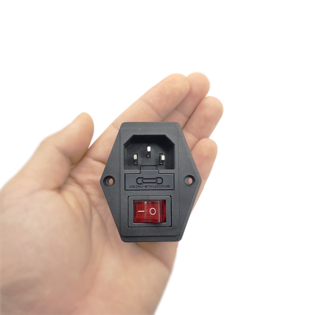 Ổ cắm dây nguồn AC-01A 15A/250V tích hợp công tắc