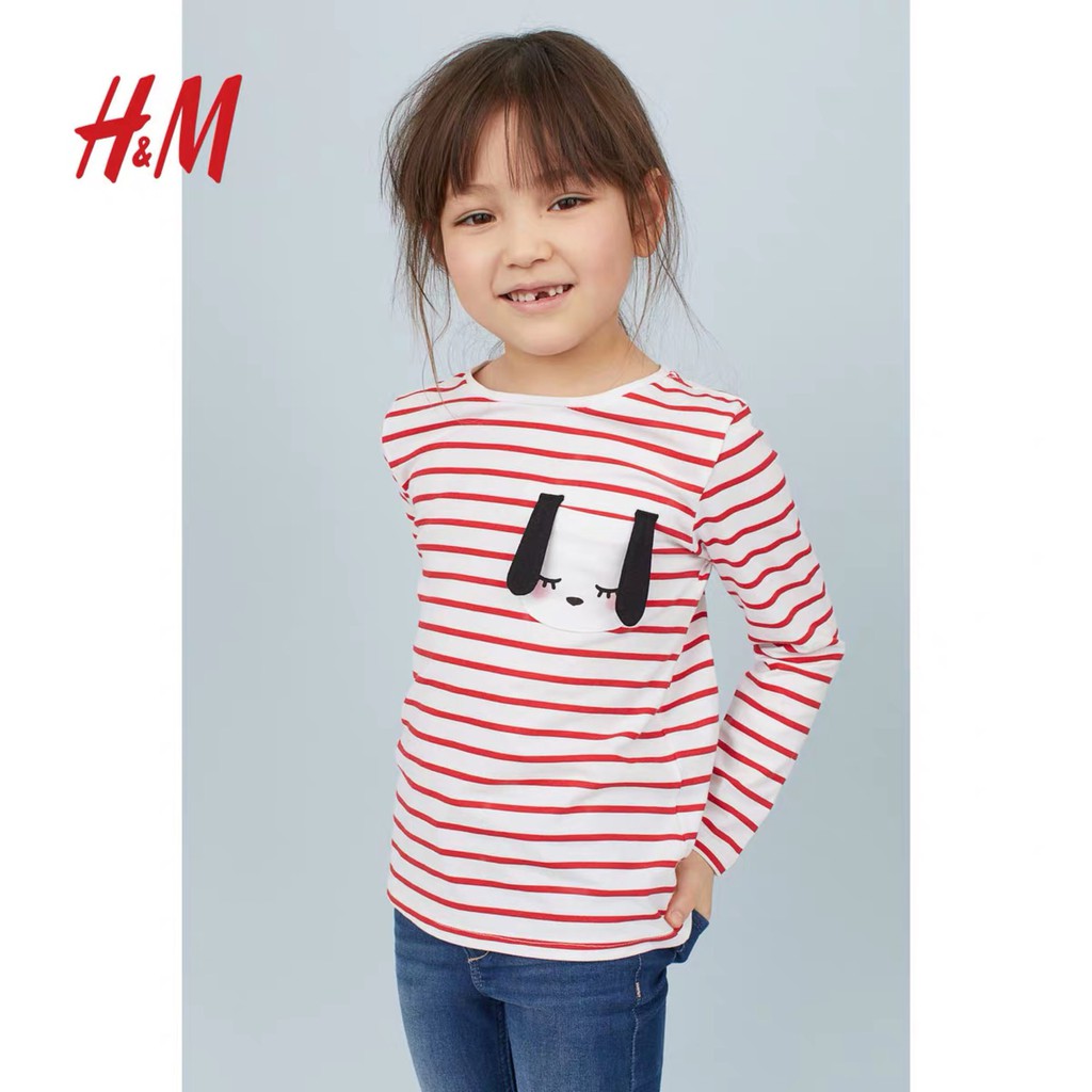 [set 2 áo 173k] Áo thun dài tay cotton cho bé gái bé trai H&M auth HM chính hãng