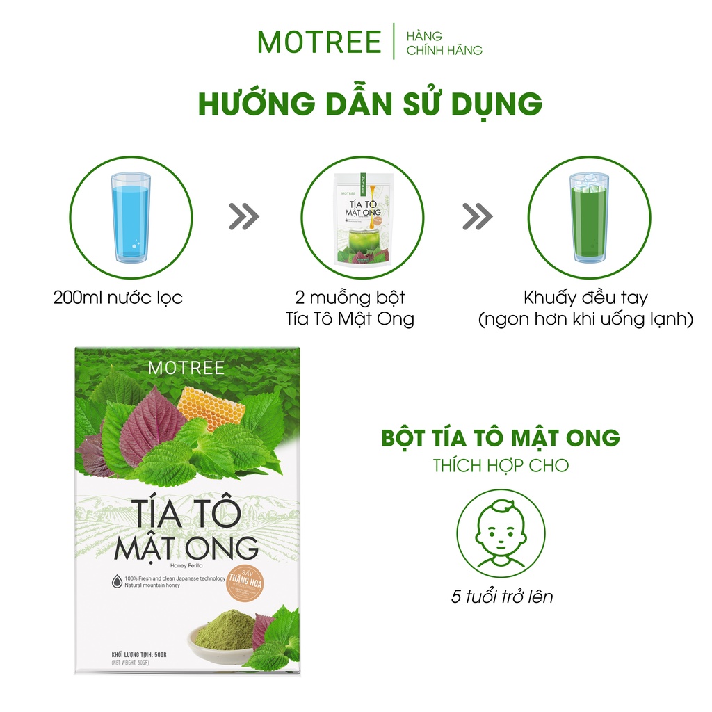 [Xả Kho] Bột tía tô mật ong MOTREE sấy thăng hoa công nghệ Nhật Bản 54gr.