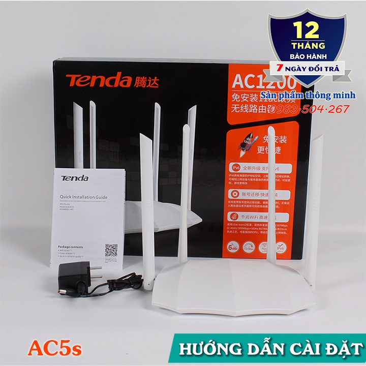 Bộ phát Wifi Router Tenda AC5s/AC6/AC7/AC8/AC10/AC11 - Chuẩn AC1200 - 2 băng tần 2,4GHz và 5GHz - Giao diện Tiếng Anh