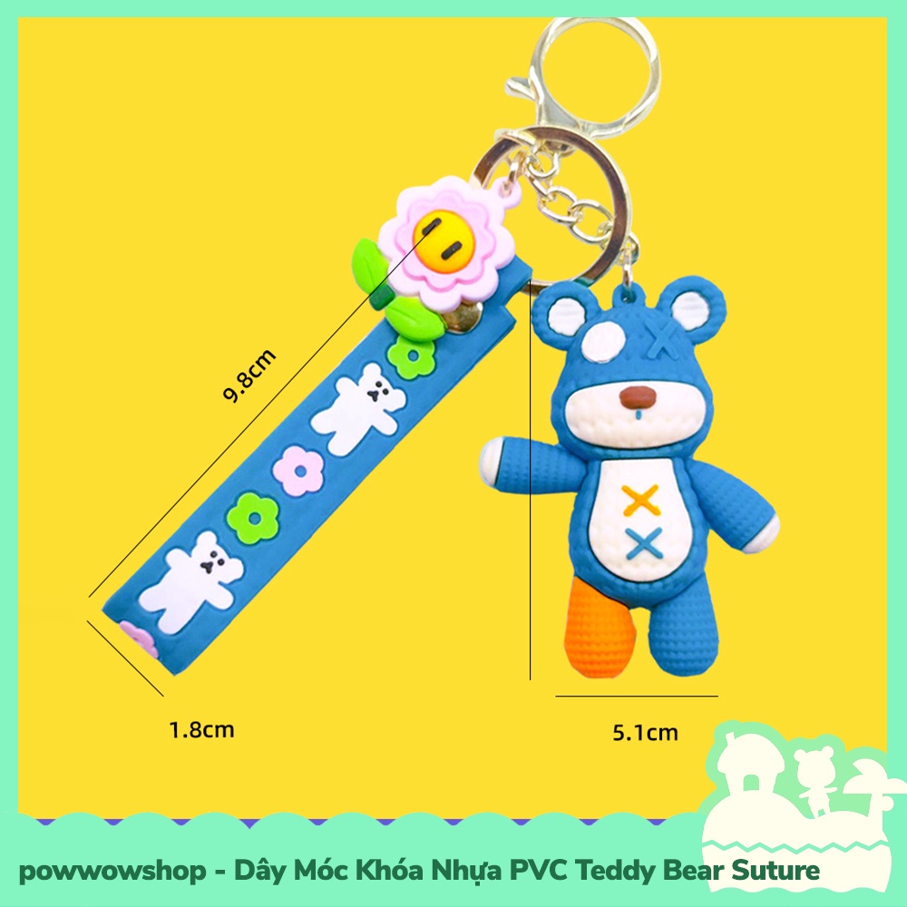 [Sẵn VN - Hỏa Tốc] Dây Móc Khóa Nhựa PVC Mẫu Teddy Bear Suture
