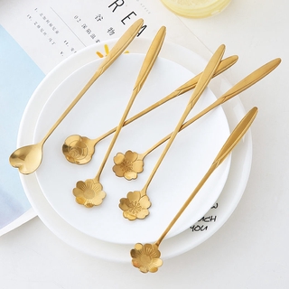 Muỗng Cà Phê Hình Hoa Anh Đào Chất Liệu Thép Không Gỉ 304