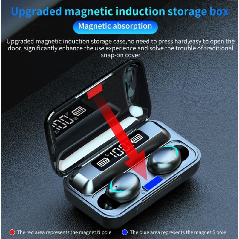 Tai Nghe Vitog F9-5c Bluetooth V5.0 Không Dây Có Microphone Chống Thấm Nước 2200mah Kèm Hộp Sạc | BigBuy360 - bigbuy360.vn