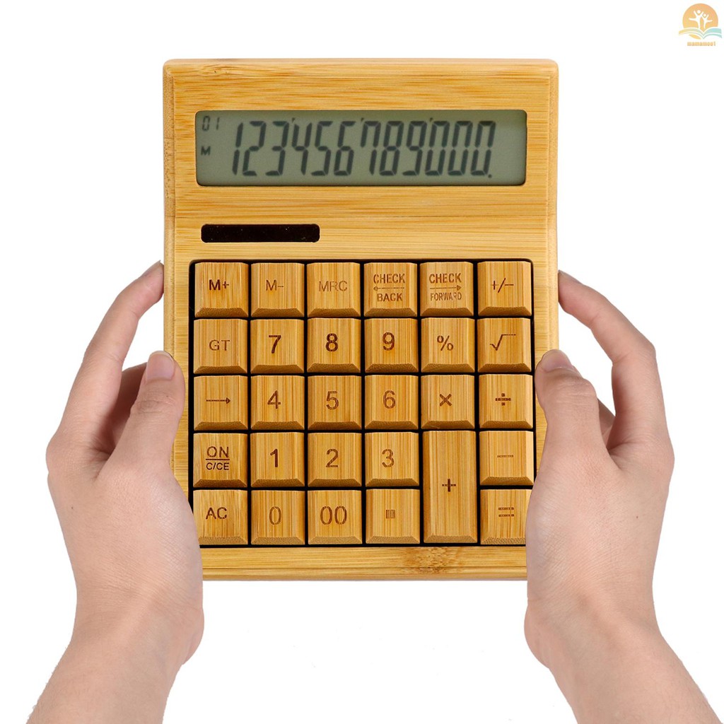 Máy Tính Bảng Bằng Gỗ Tre 12 Chữ Số Đa Năng Tiện Dụng